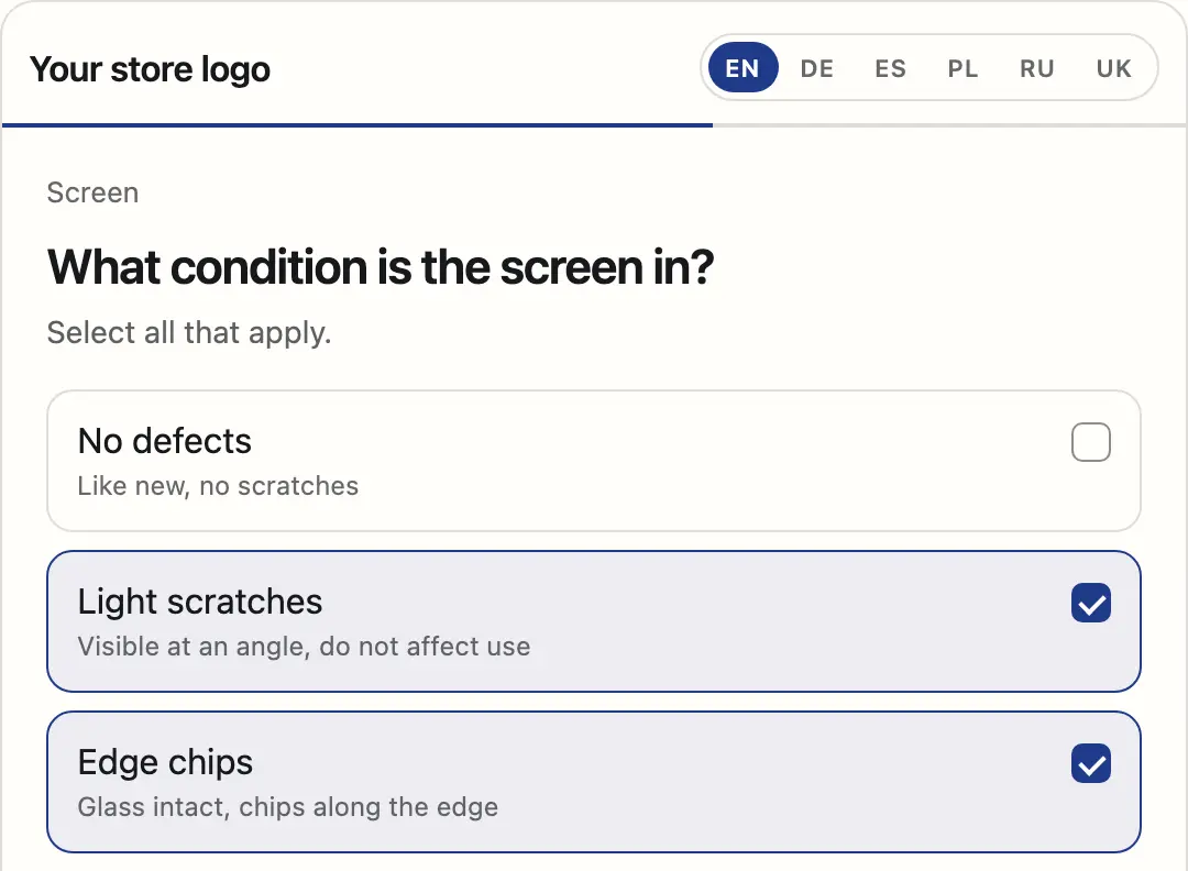 Widget on a store website: question about the screen condition